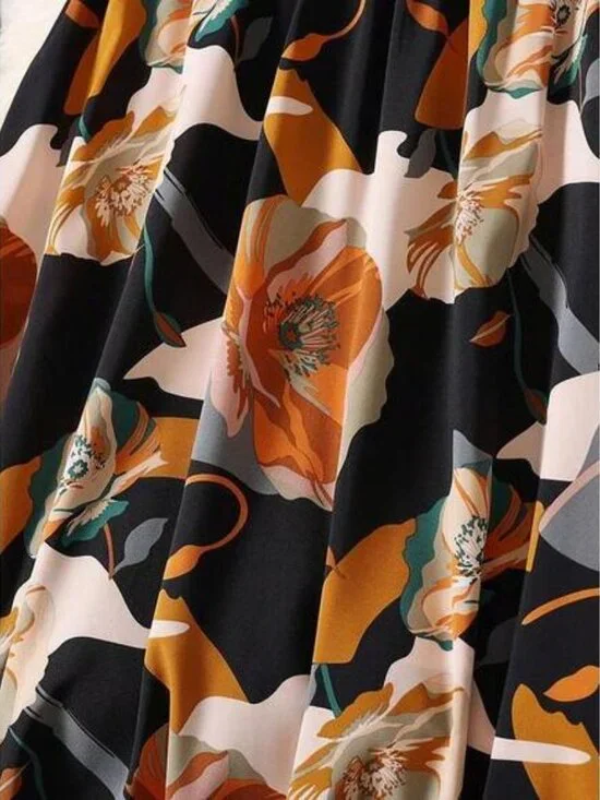 EARO Women Floral Print Elastic Waist Casual Midi Skirt - Picture 5 of 8